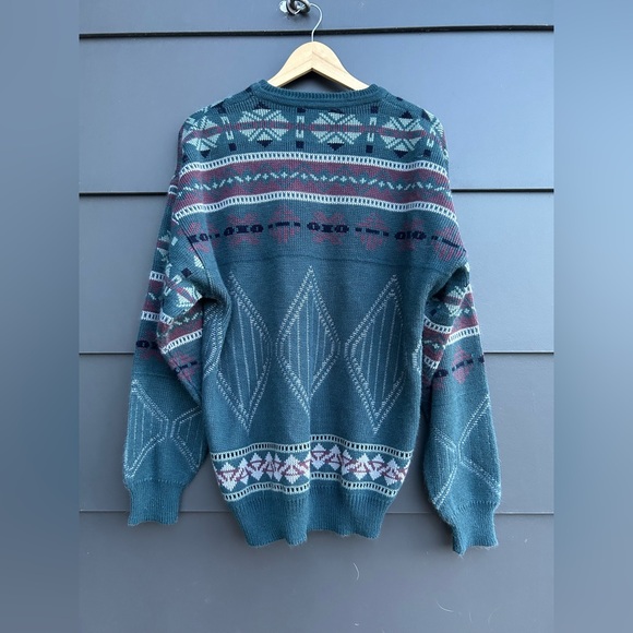 Vintage Geometric/Aztec Patterned Sweater - Green/brown/grey - Oversized XL - Picture 3 of 7
